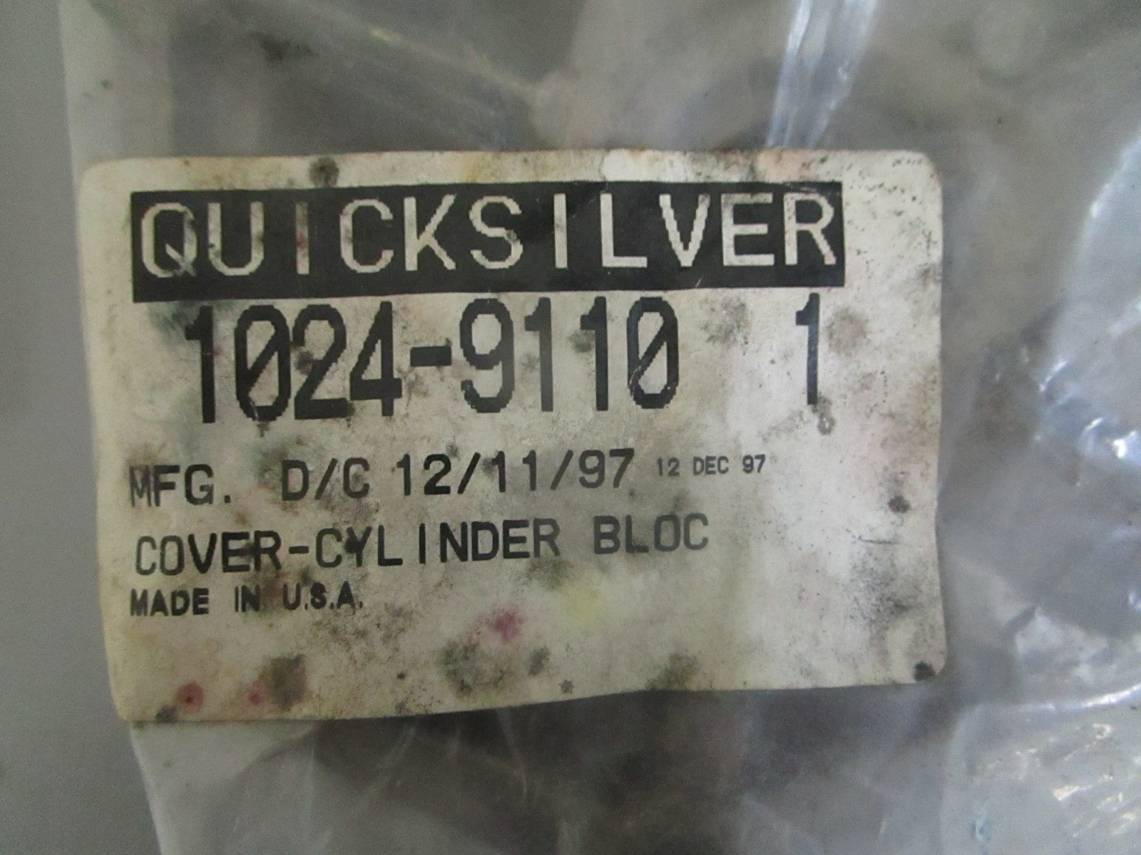 *NEW OEM* 0820 Mercury Quicksilver Cylinder Block Cover 1024-9110 1