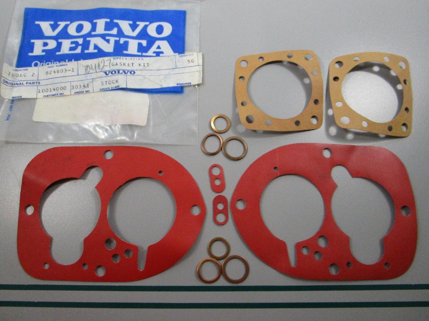 NEW OEM (LOT OF 2) 824803 Volvo Penta Carburetor Gasket Kit 0810