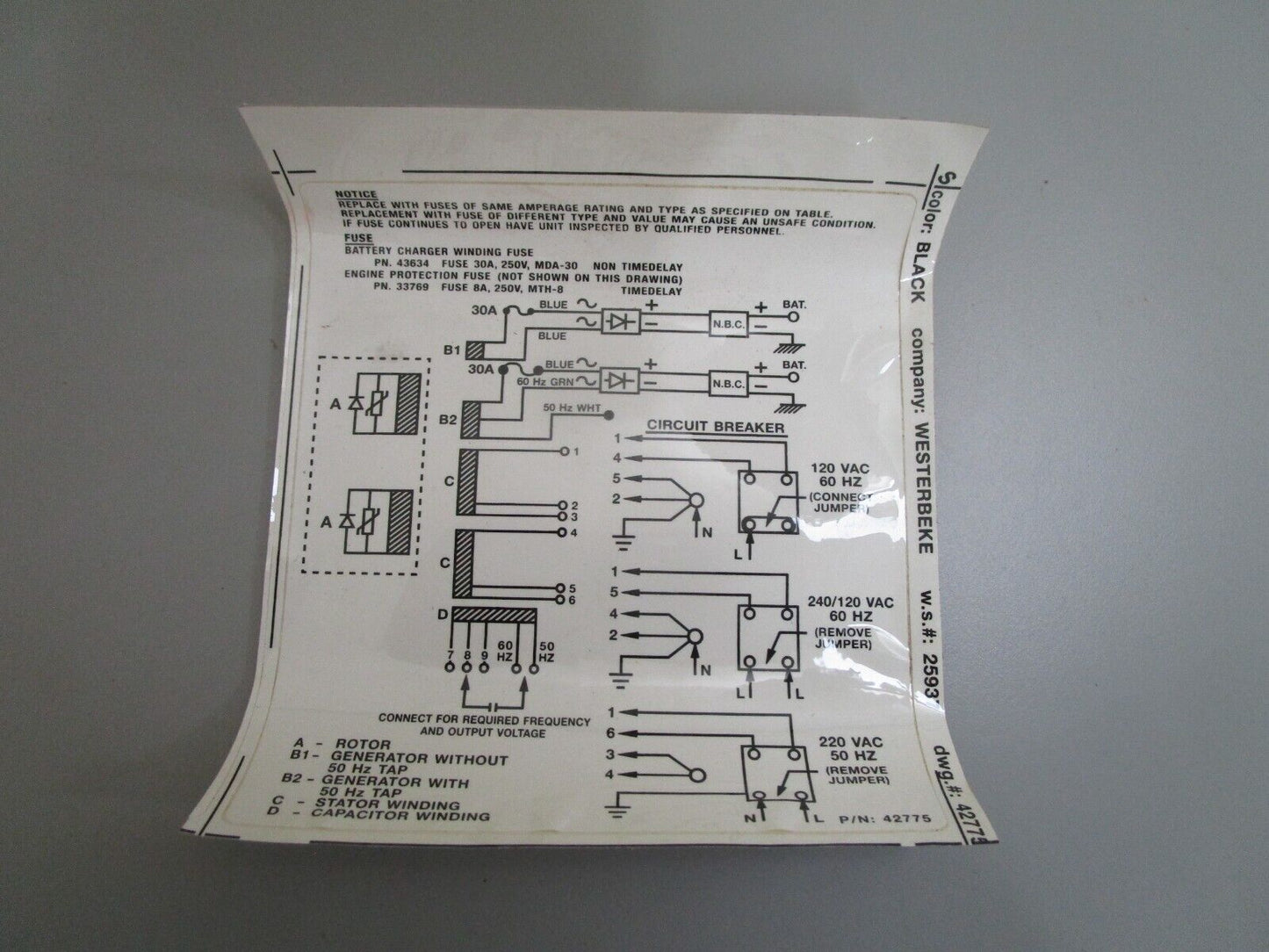*NEW* 0820 Westerbeke Charger Kit 43641