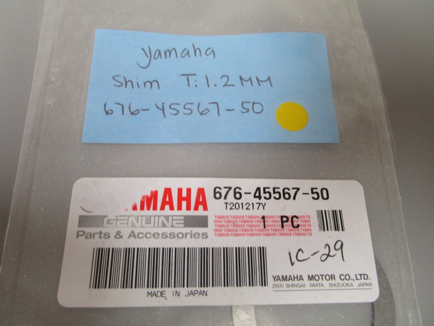 *NEW OEM* 0810 Yamaha (T:1.2MM) Shim 676-45567-50