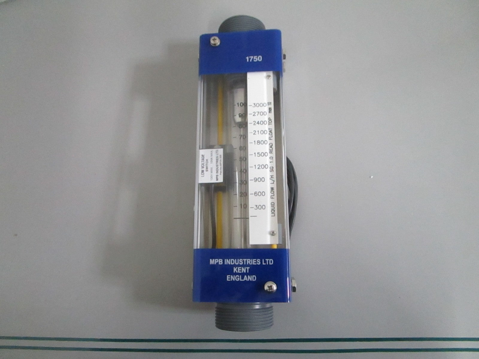 MPB Industries Series 1750 Variable Area Flowmeter Glass Tube NEW OEM 0820