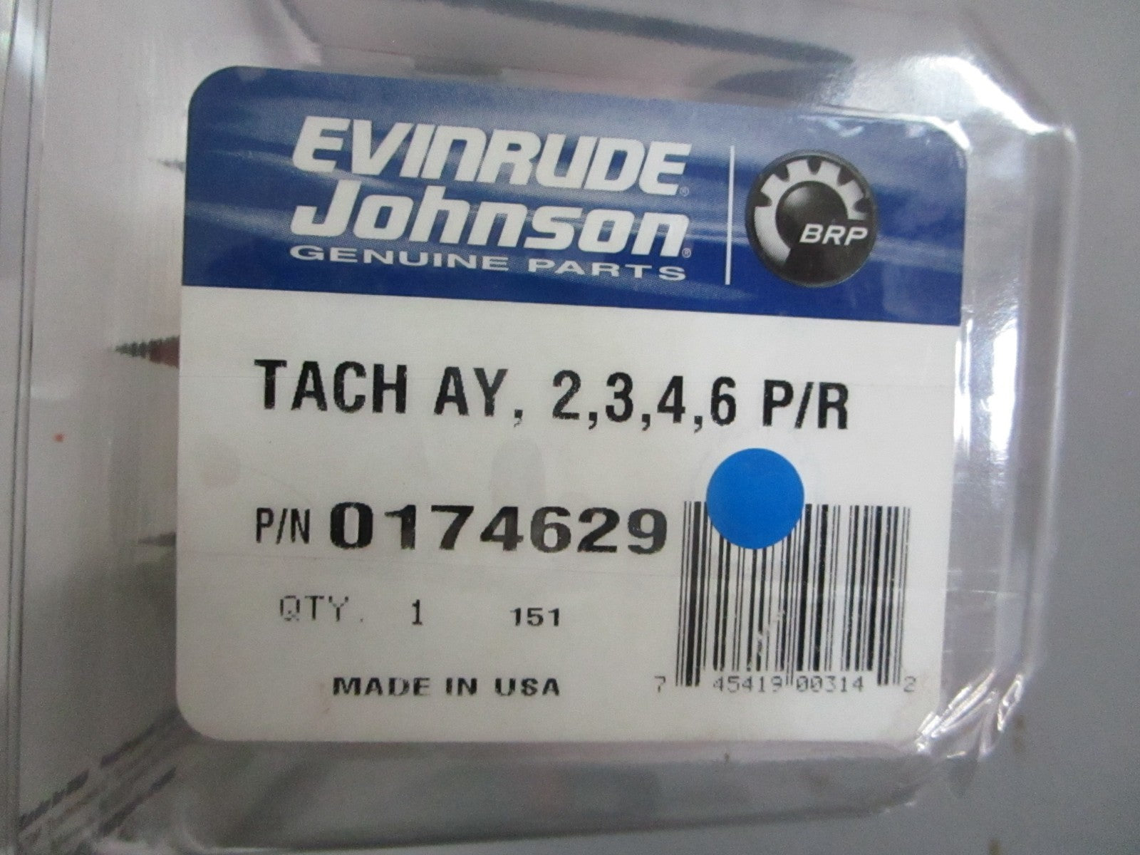 *NEW OEM* 0820 OMC Johnson Evinrude 2, 3, 4, 6 P/R Tech Tachometer Assy 174629