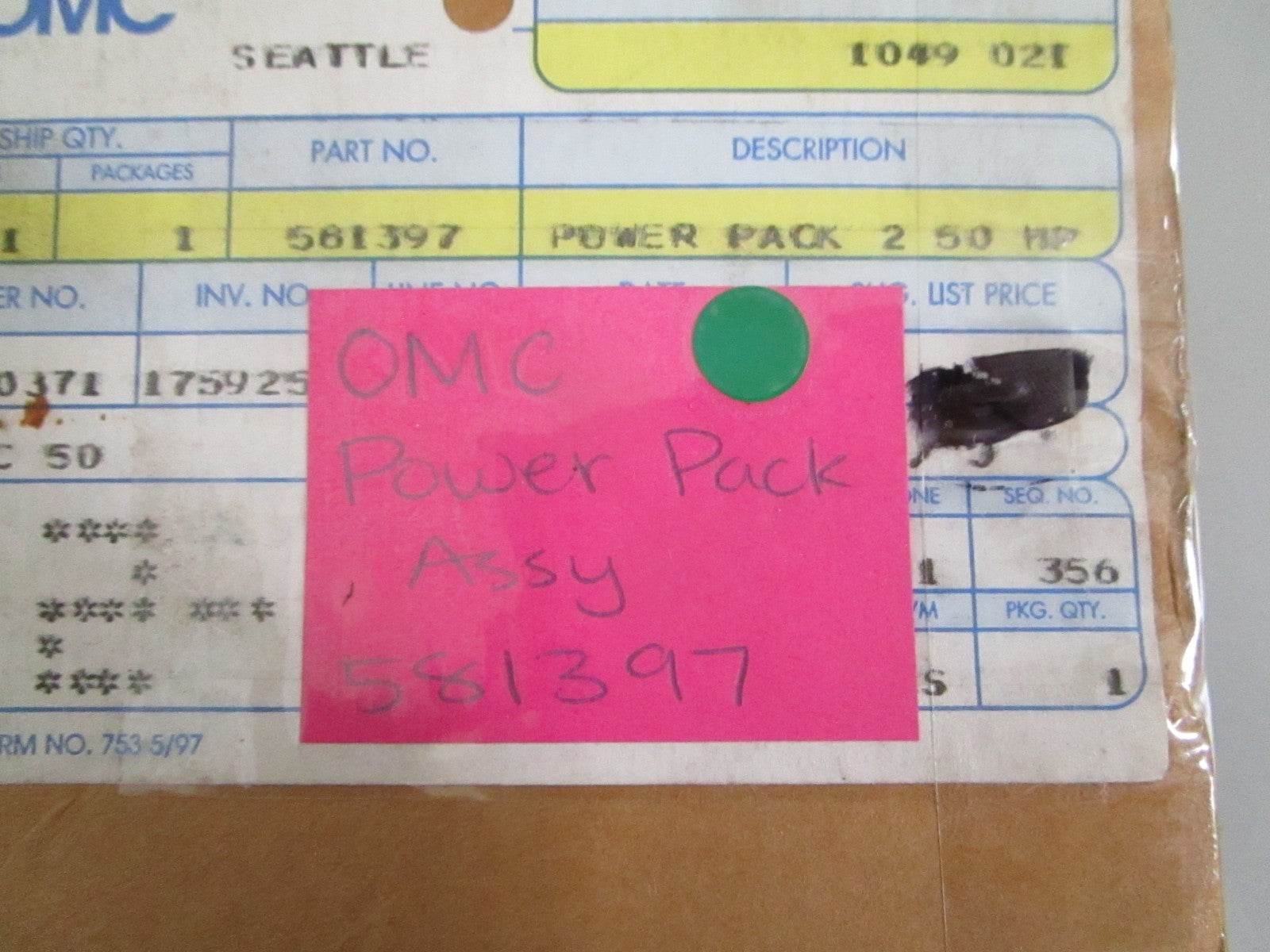 NEW OEM 581397 0581397 OMC Johnson Evinrude Power Pack Assy 0820