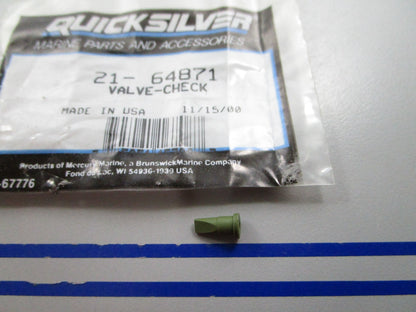 NEW OEM 21-64871 Mercury Quicksilver Check Valve 0810