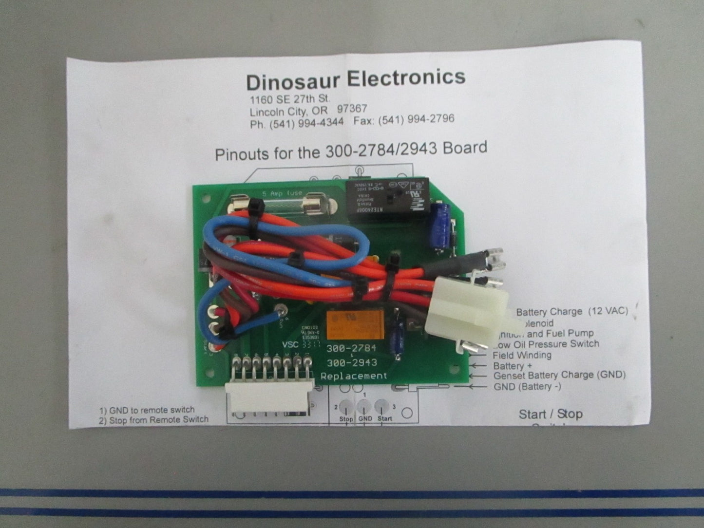 *NEW* 0820 Dinosaur Electronics Generator Circuit Board O2706269 Rep: 300-2784