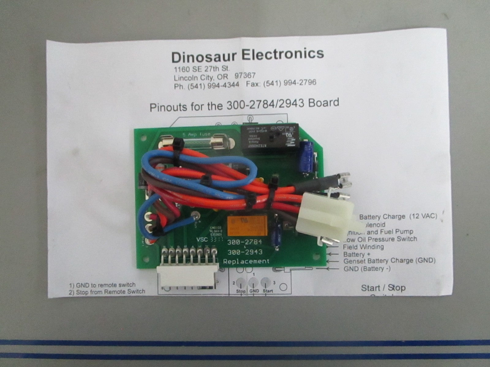 *NEW* 0820 Dinosaur Electronics Generator Circuit Board O2706269 Rep: 300-2784
