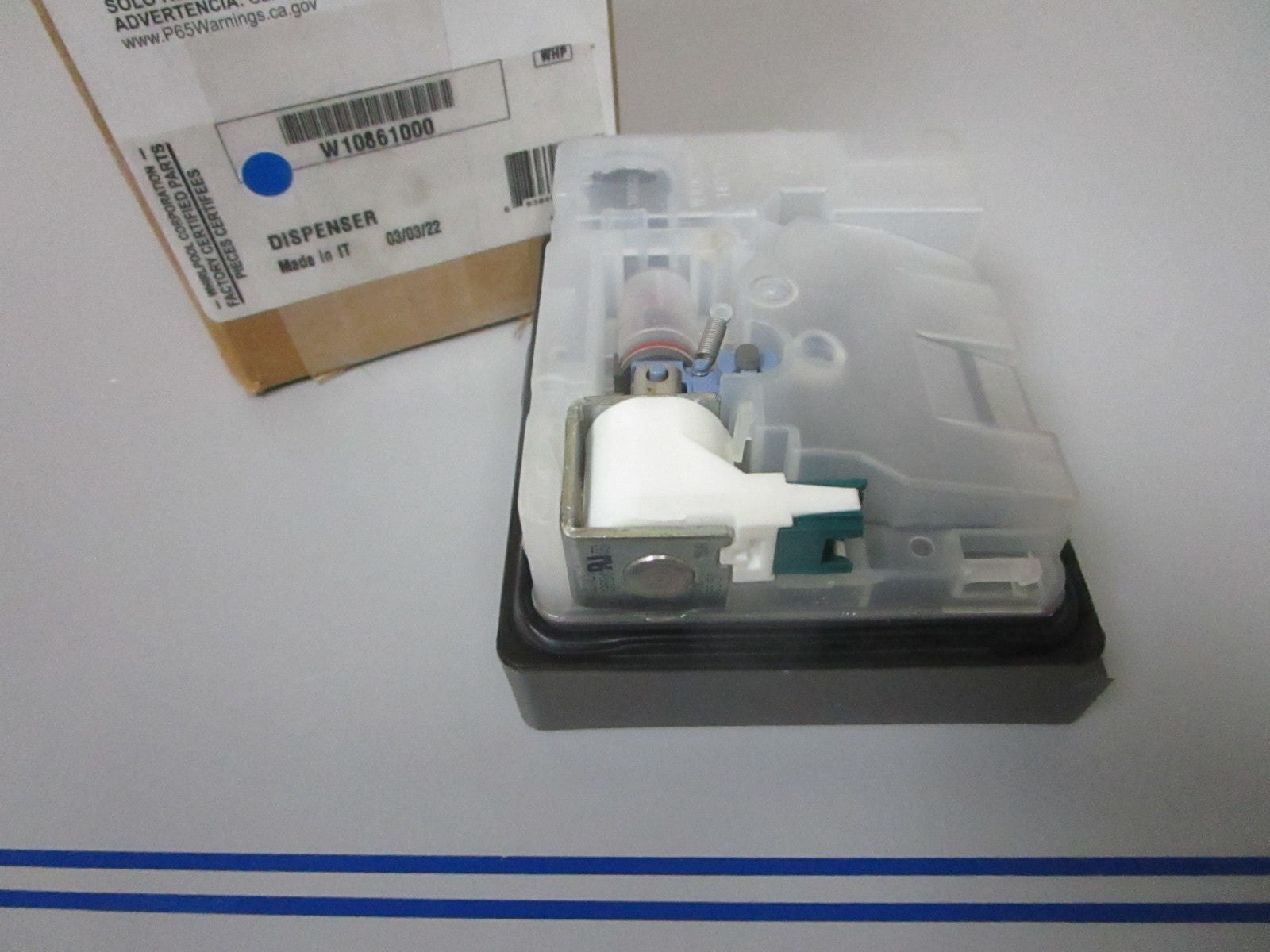 NEW OEM W10861000 Whirlpool Dishwasher Detergent Dispenser 0720