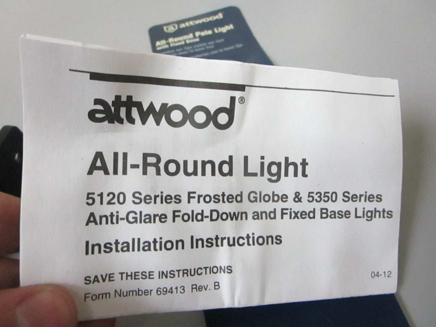 NEW OEM Attwood 5122-08-7 All Round Light Pole & Fixed Base 8" Assembly 0720