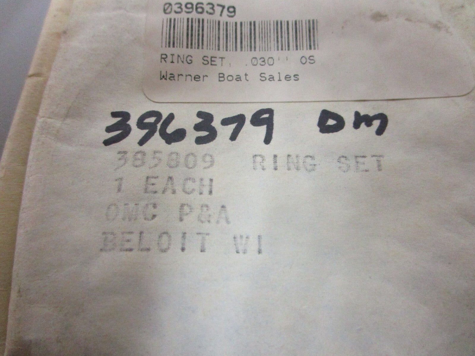 *NEW OEM* 0810 OMC Johnson Evinrude 2 Ring Set 396379 0396379