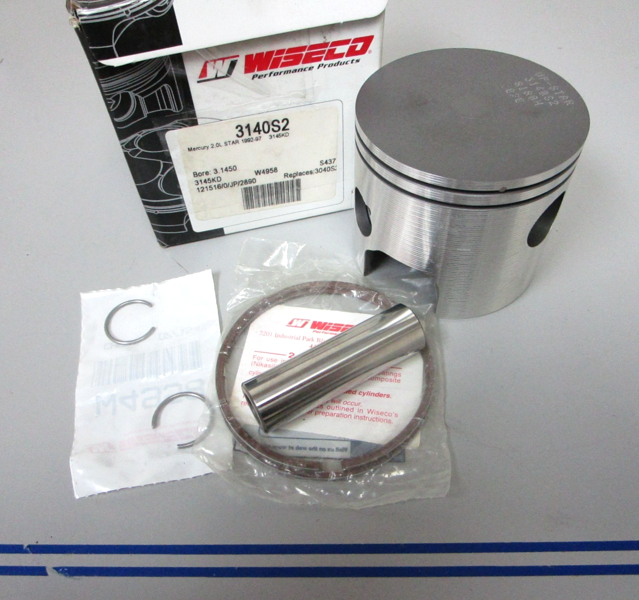 NEW 3140S2 3145KD Replaces: Mercury 92' - 97' 2.0L Wiseco STBD Piston 0720