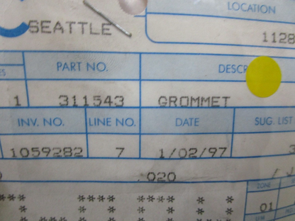 *NEW OEM* 0750 OMC Johnson Evinrude GROMMET 311543 0311543