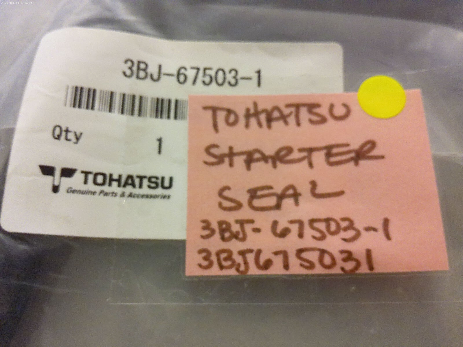 *NEW OEM* 0810 Tohatsu Starter Seal 3BJ-67503-1 3BJ675031