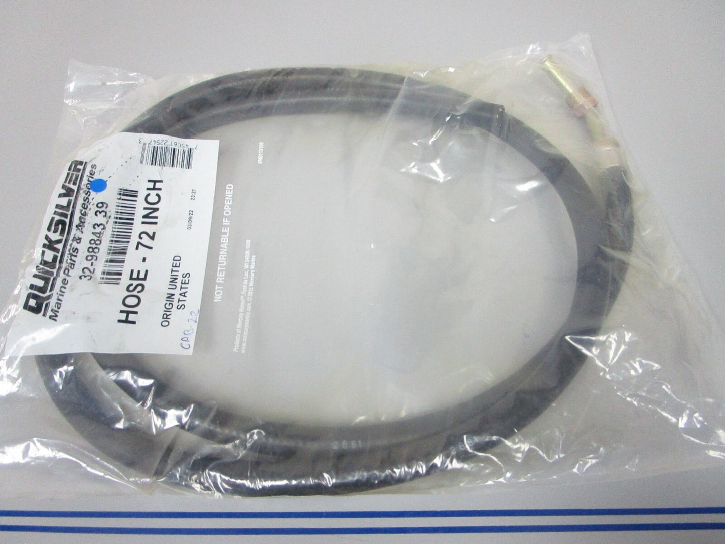 *NEW OEM* 0720 Mercury Quicksilver 72in Hose Assembly 32-98843 39