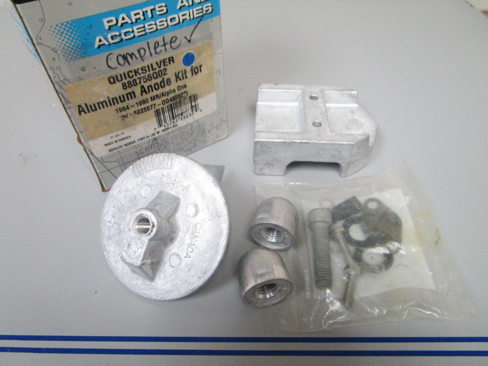 NEW OEM 888756Q02 Mercury Quicksilver Mercruiser Alpha I Aluminum Anode Kit 0720