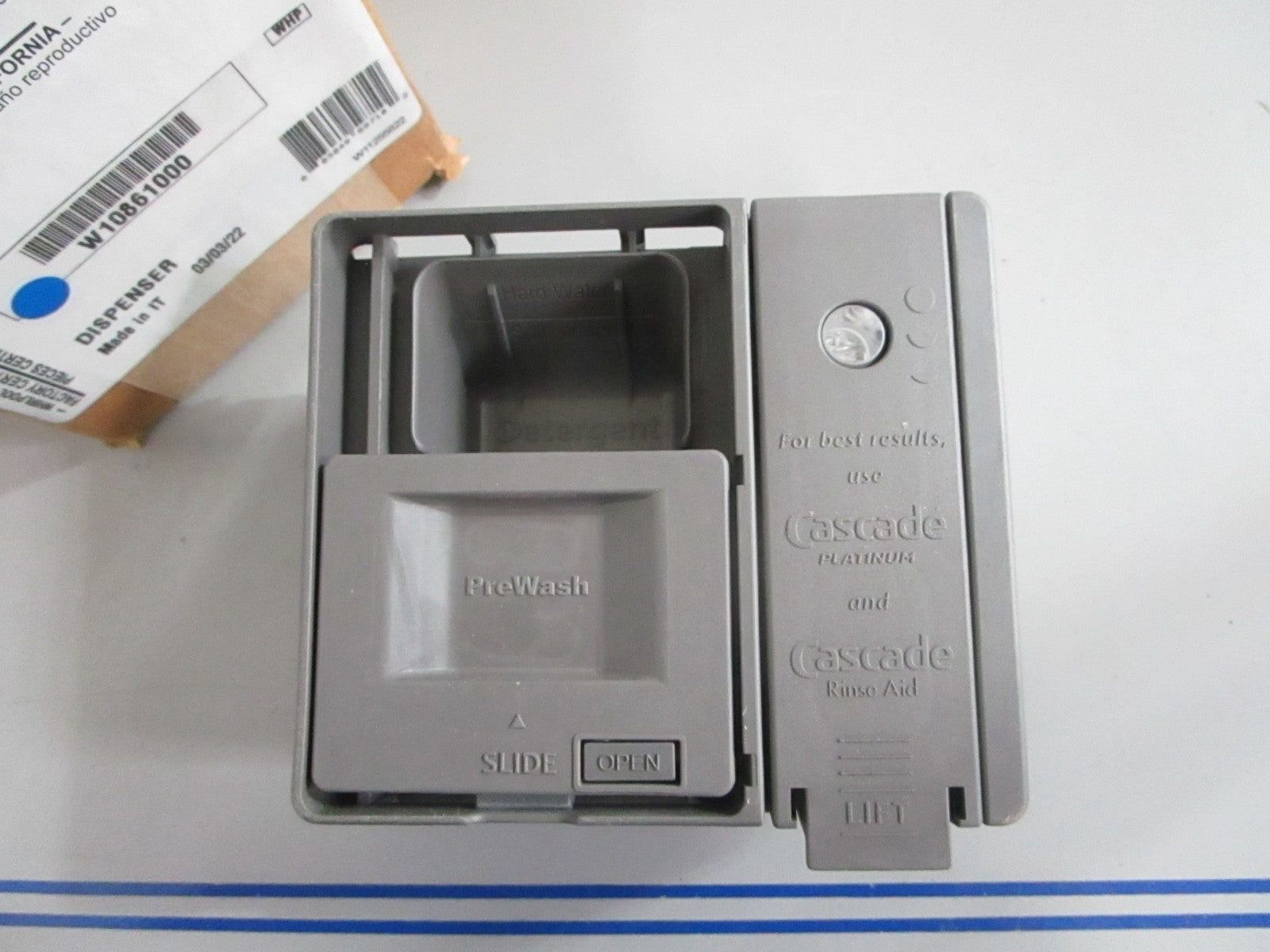 *NEW OEM* 0820 Whirlpool Dishwasher Detergent Dispenser W10861000