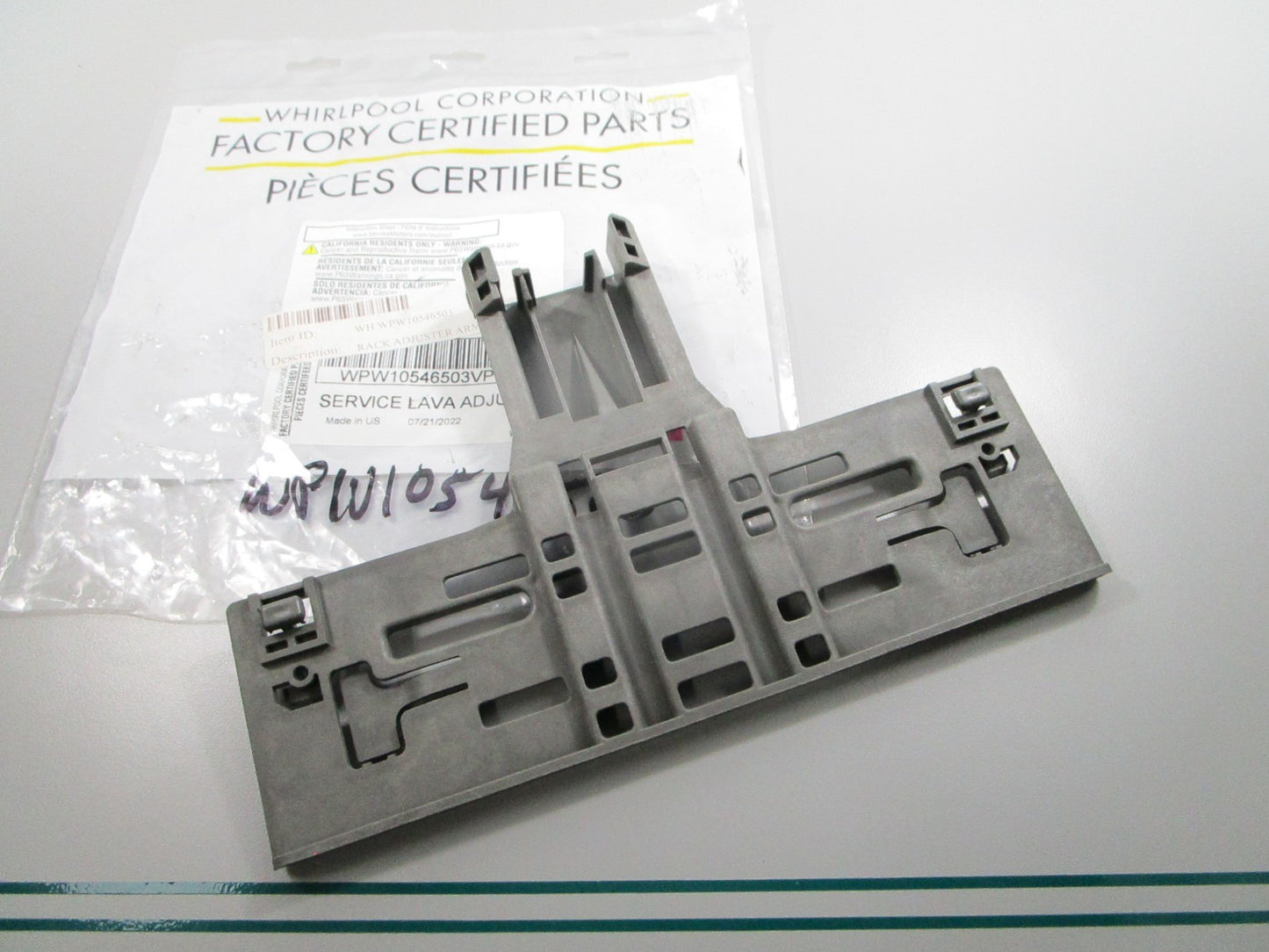 NEW OEM W10546503 Whirlpool Dishrack Adjuster Arm 0810