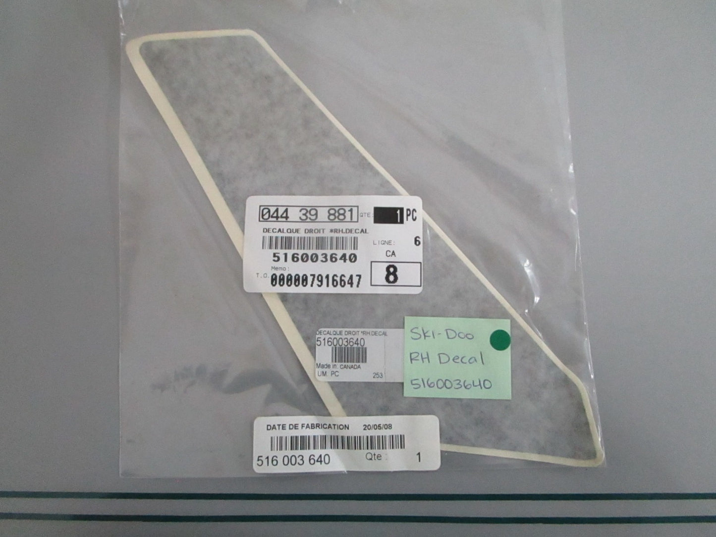 NEW OEM 516003640 Ski-Doo RH Decal 0820
