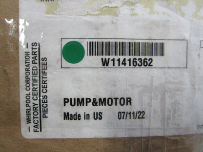 NEW OEM W11416362 Whirlpool Pump & Motor Assembly 0810
