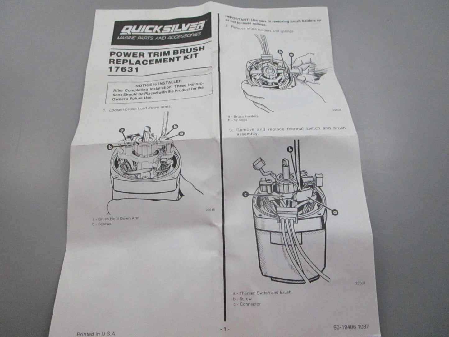 NEW OEM 17631A1 Mercury Quicksilver Brush Set 0810