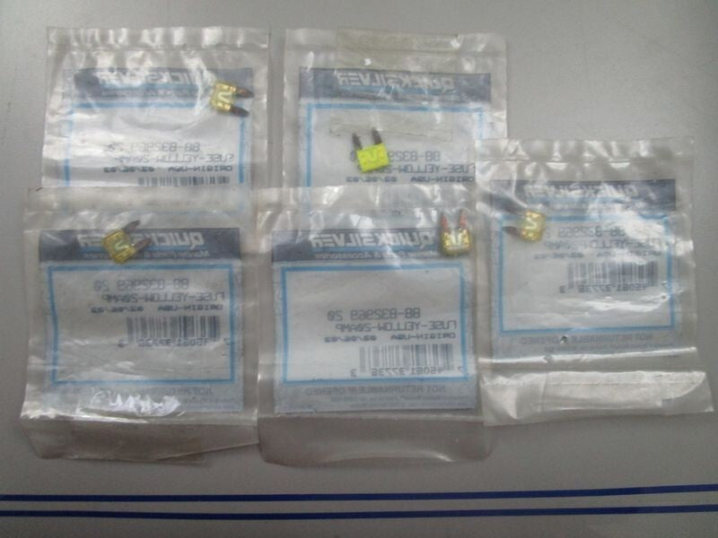 *NEW OEM* (LOT OF 5) 0770 Mercury Quicksilver 20 AMP Yellow Fuse 88-83296920