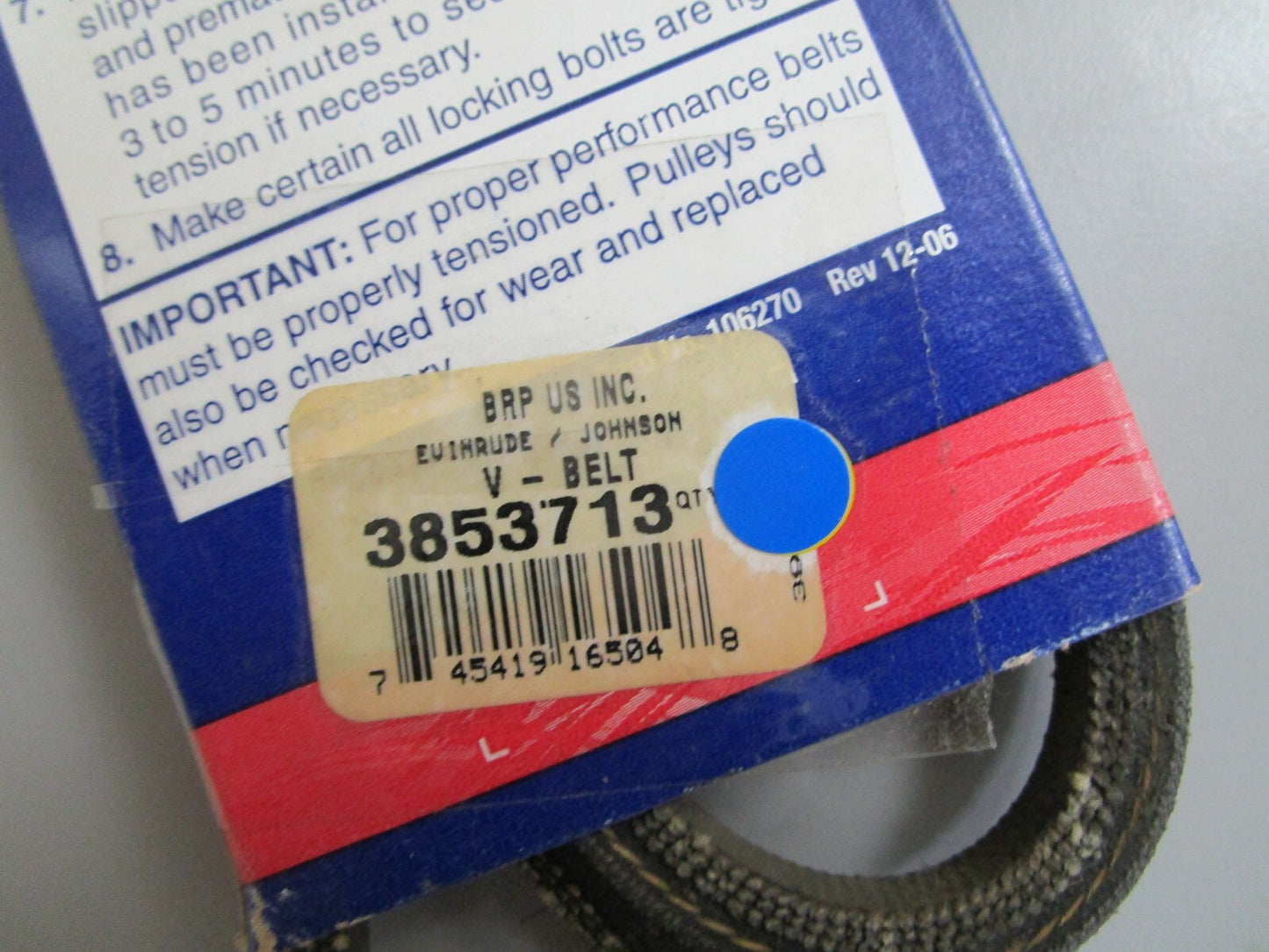 *NEW OEM* 0810 OMC Johnson Evinrude V-Belt 3853713