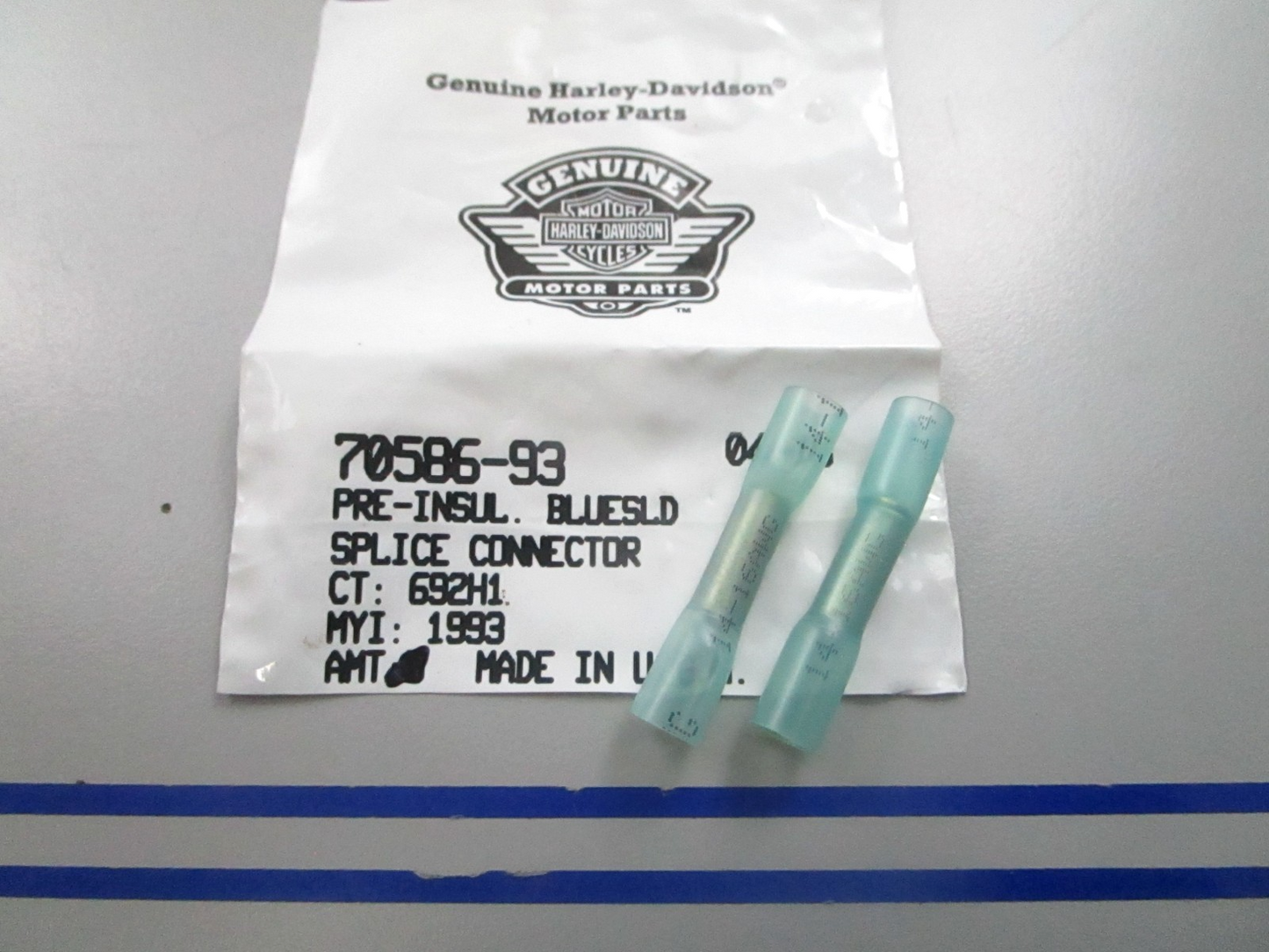 *NEW OEM* (LOT OF 2) 0810 Harley Davidson Blue Solid Splice Connector 70586-93