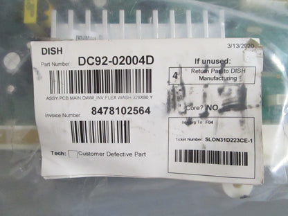 Samsung NEW OEM Washer Main Control Board DC92-02004D FlexWash NOS Genuine 0820