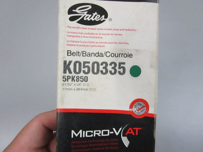Gates NEW Micro-V Serpentine Belt K050335 5-Rib 34" 0810