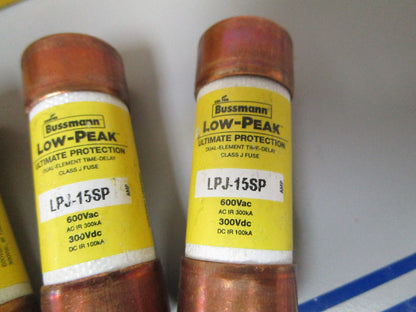 NEW OEM LPJ-15SP Bussman Low-Peak Dual Element Time Delay Fuse (LOT OF 4) 0720