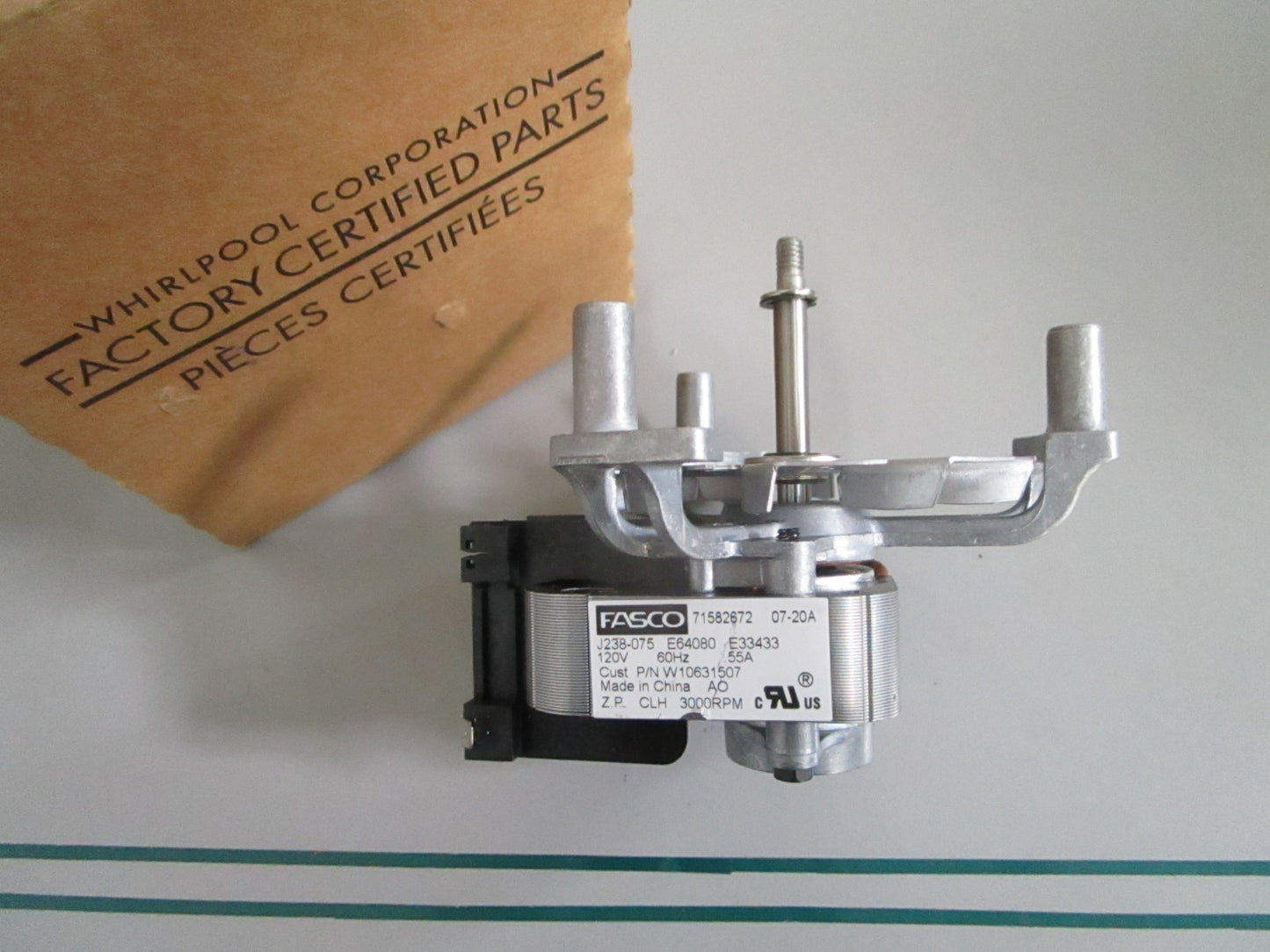 NEW OEM W10860984 W10631507 Whirlpool Fan Motor 0820
