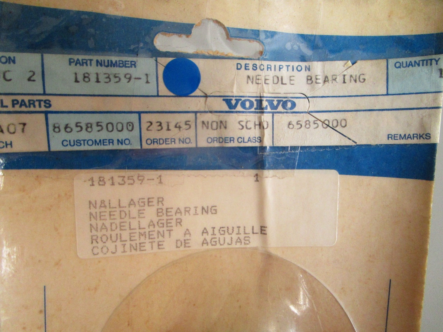 *NEW OEM* 0720 Volvo Penta Needle Bearing 181359-1