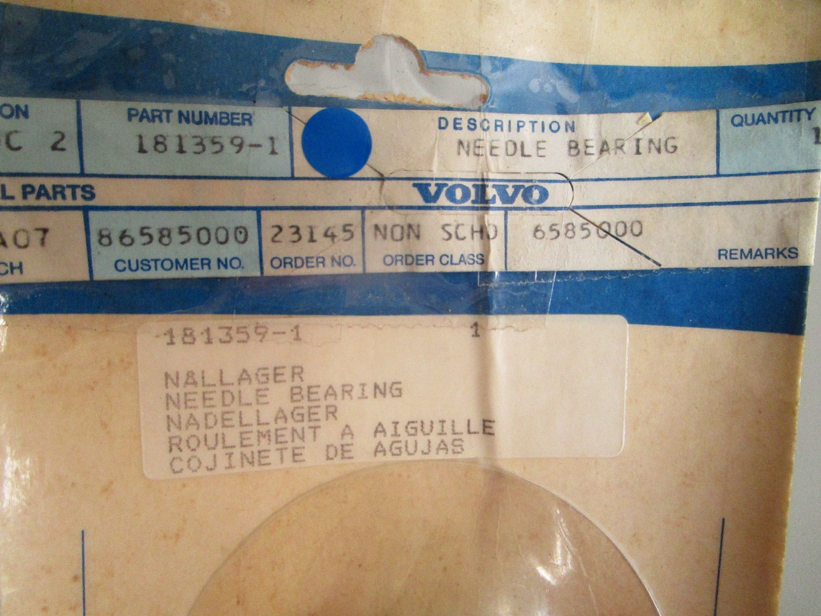 *NEW OEM* 0720 Volvo Penta Needle Bearing 181359-1