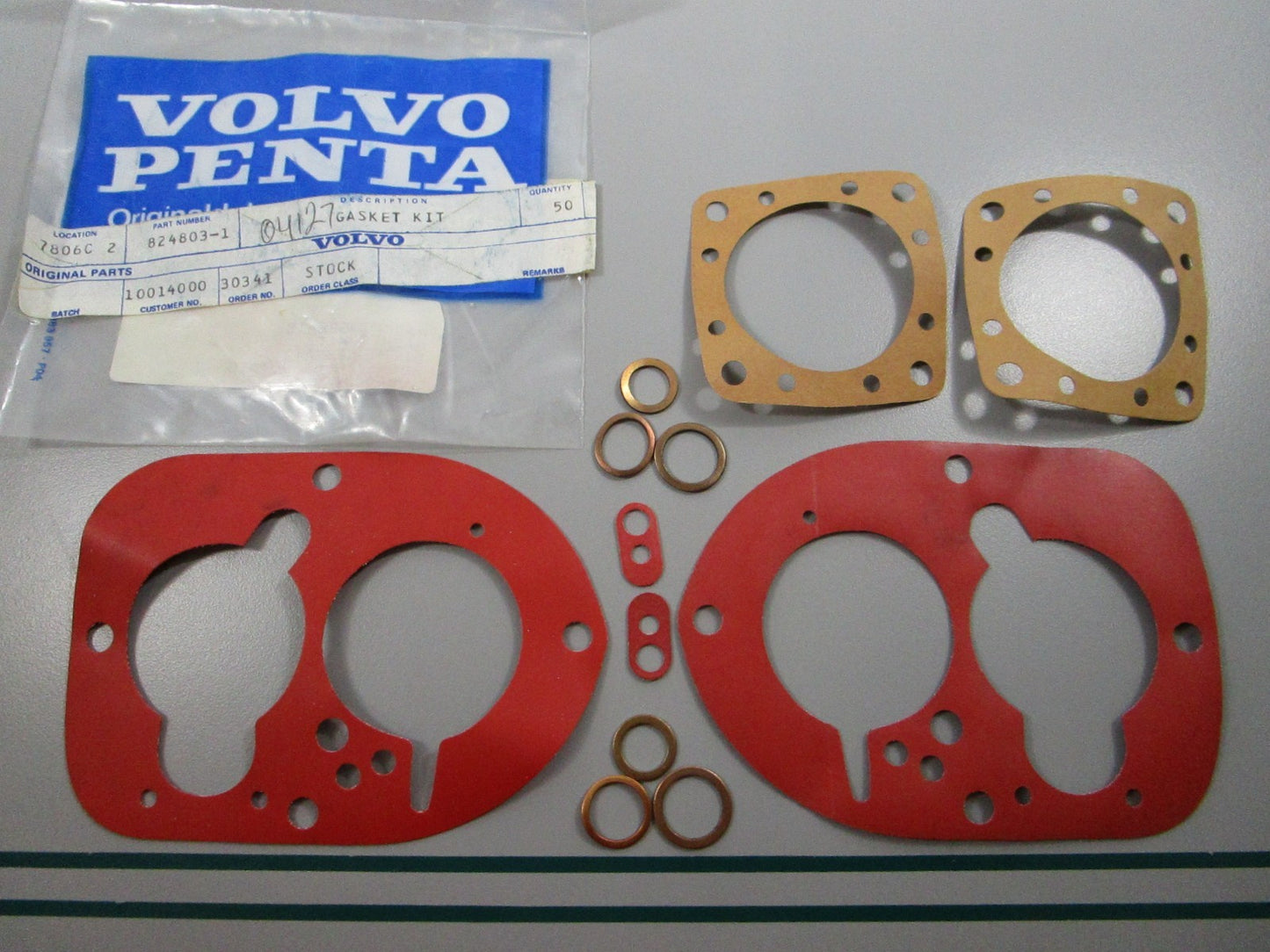 NEW OEM (LOT OF 2) 824803 Volvo Penta Carburetor Gasket Kit 0810