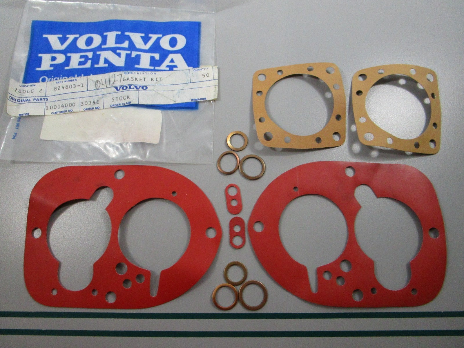 NEW OEM (LOT OF 2) 824803 Volvo Penta Carburetor Gasket Kit 0810
