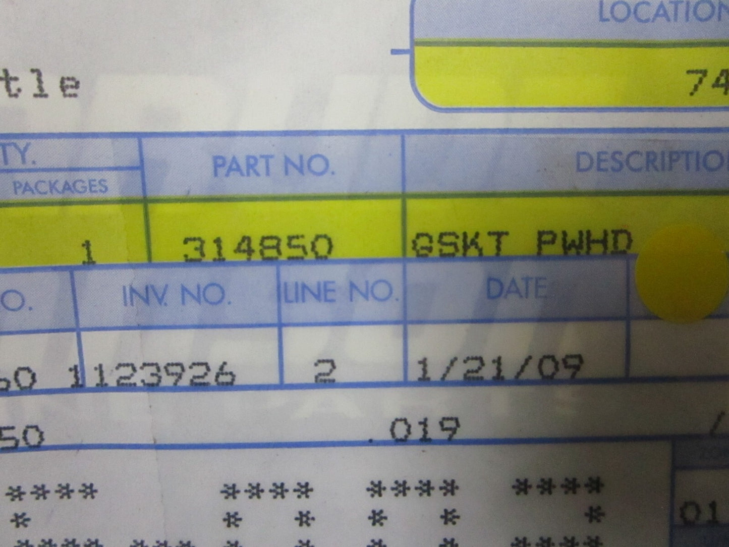 *NEW OEM* 0810 OMC Johnson Evinrude Powerhead Gasket 314850 0314850