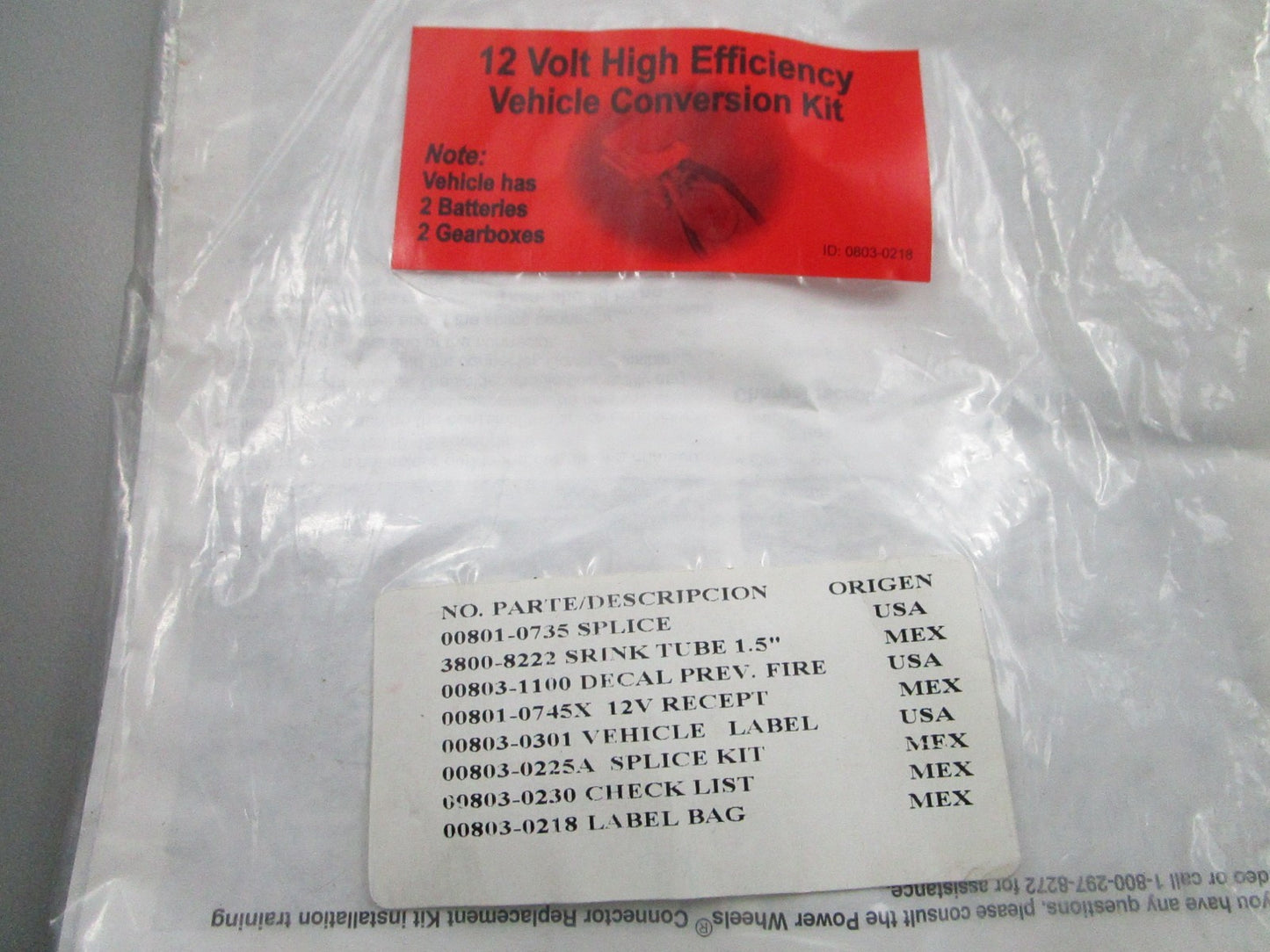NEW OEM Power Wheels 0803-0218 12V High Efficiency Conversion Kit 0810