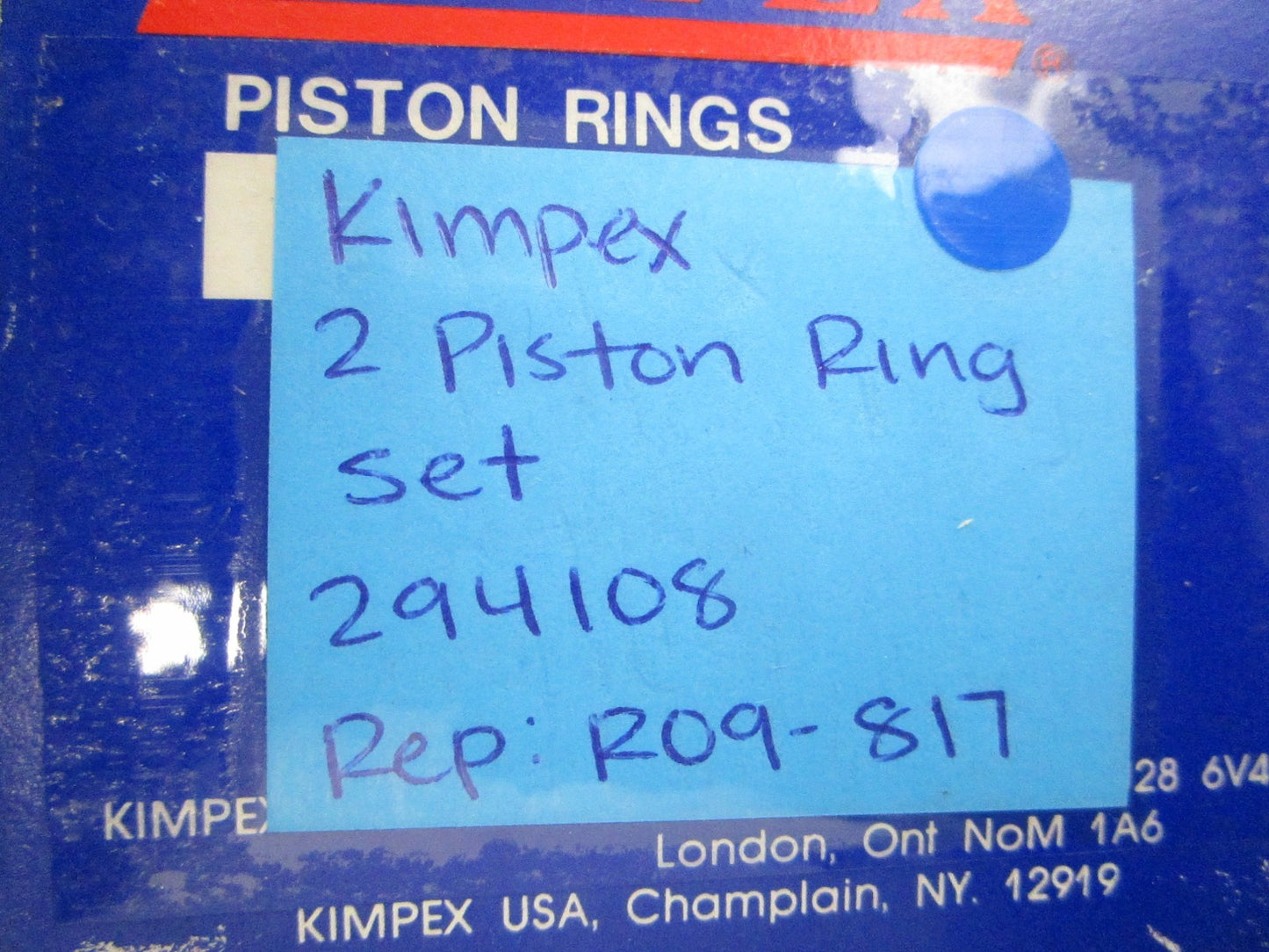 NEW 294108 Replaces: R09-817 Kimpex 2 Piston Ring Set 0810