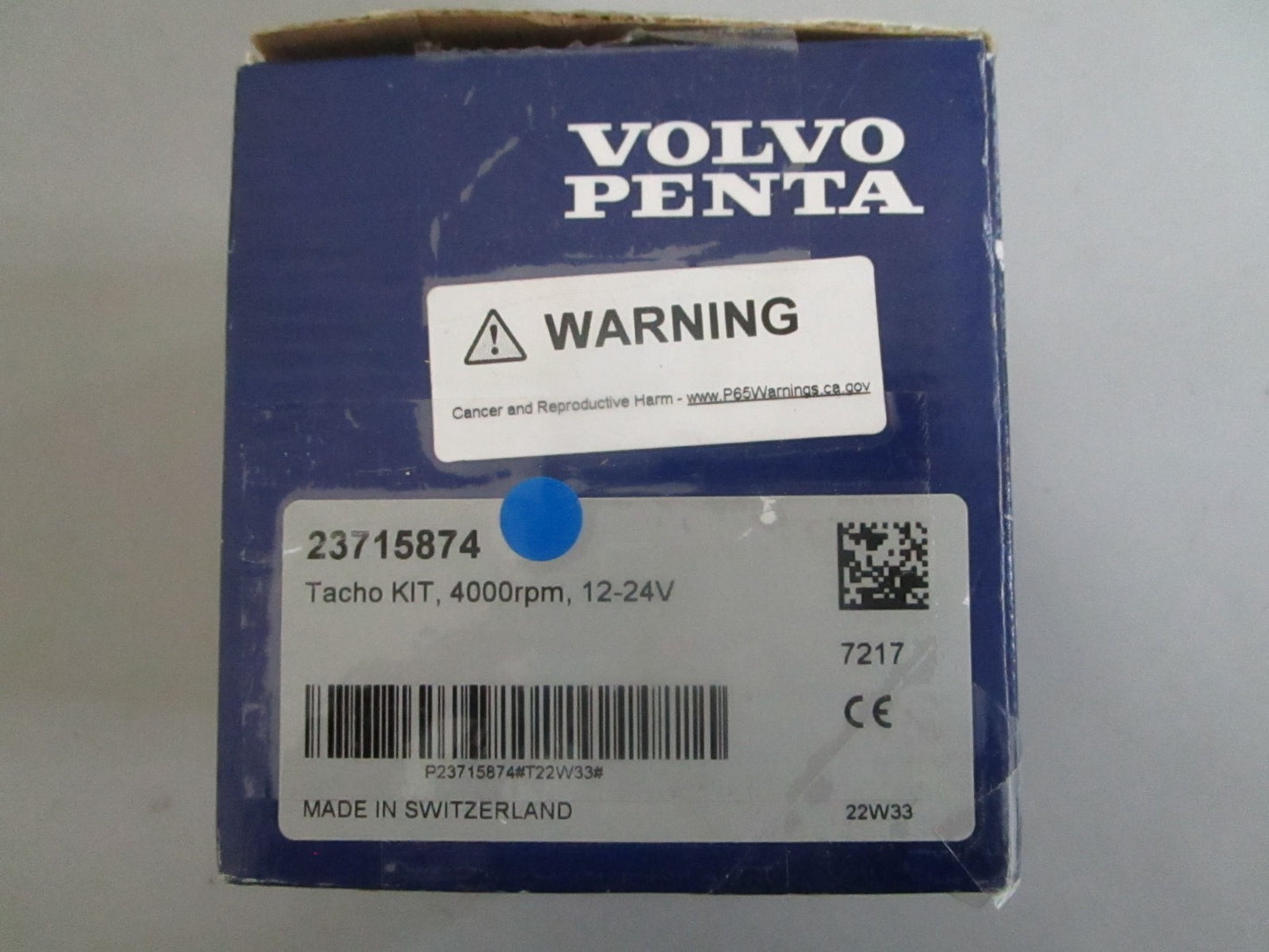 *NEW OEM* 0820 Volvo Penta 4000RPM 12-24V Tacho Kit 23715874