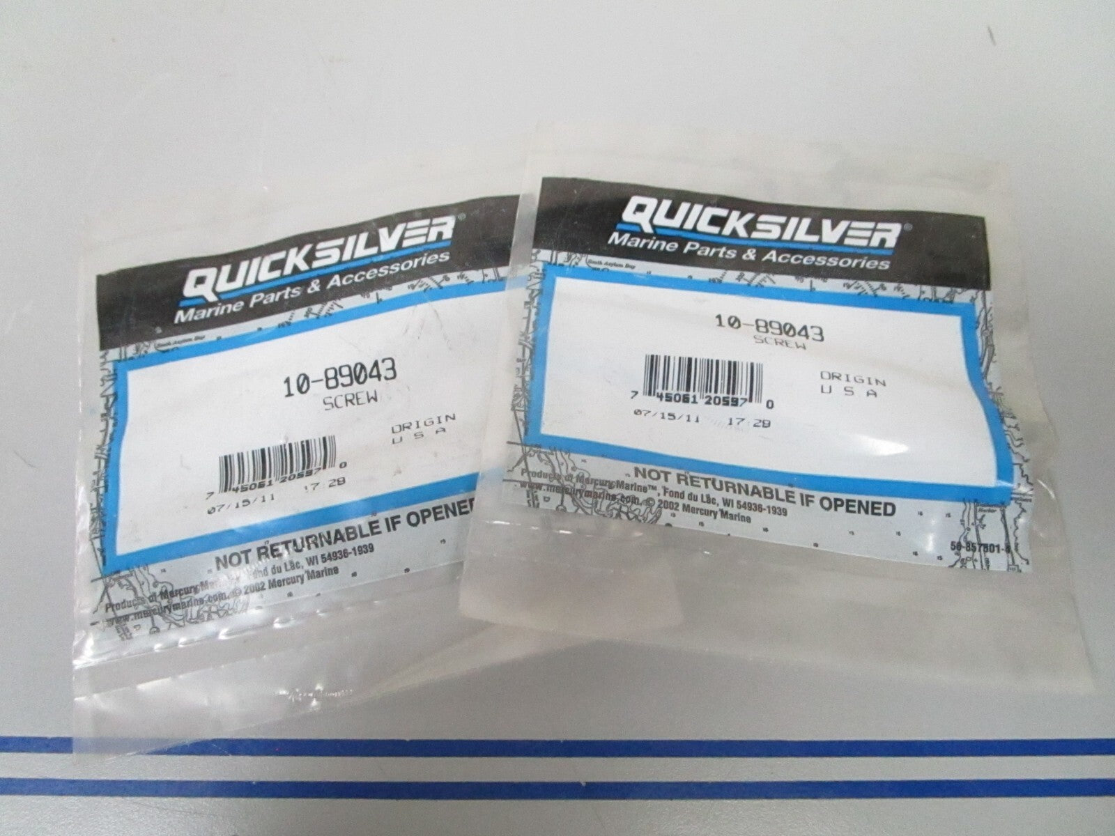 *NEW OEM* (LOT OF 2) 0810 Mercury Quicksilver Screw 10-89043