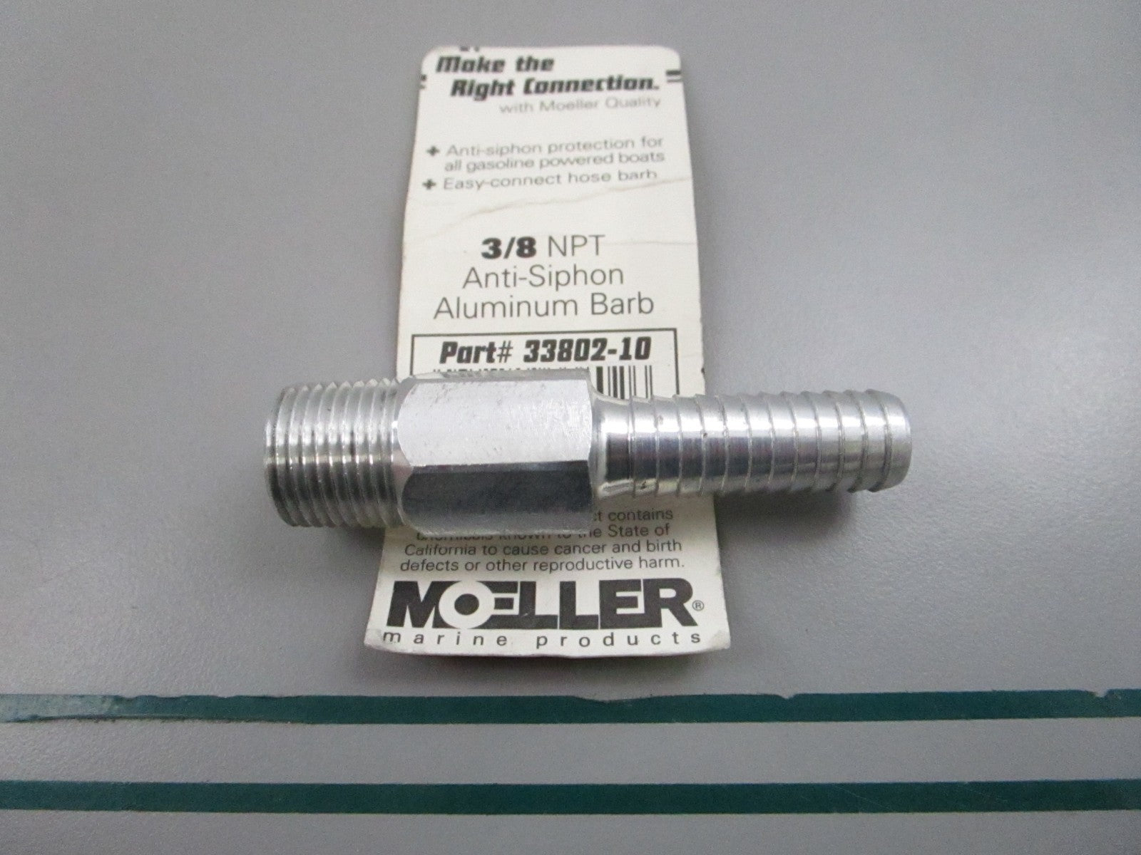 NEW 33802-10 Moeller 3/8 Anti-Siphon Aluminum Barb 0810