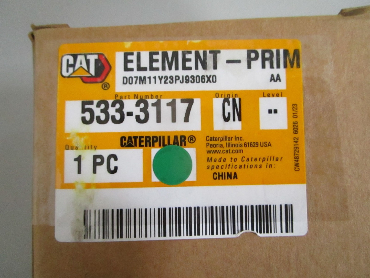 CAT NEW OEM Air Filter Element 533-3117 Mini Excavator NOS Genuine Part 0820