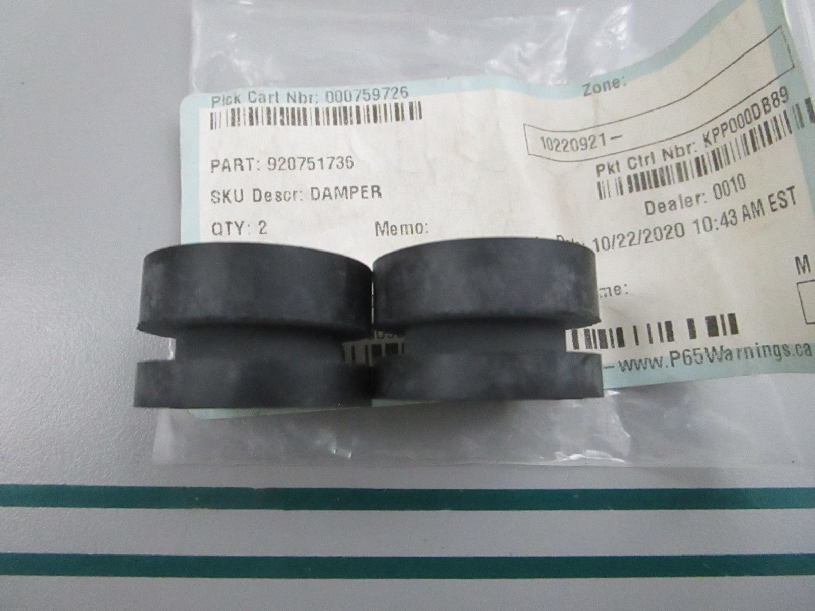 NEW OEM (LOT OF 2) 92075-1736 Kawasaki Damper 0810