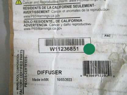 Whirlpool NEW OEM Refrigerator Air Damper Diffuser Assembly W11236851 NOS 0820