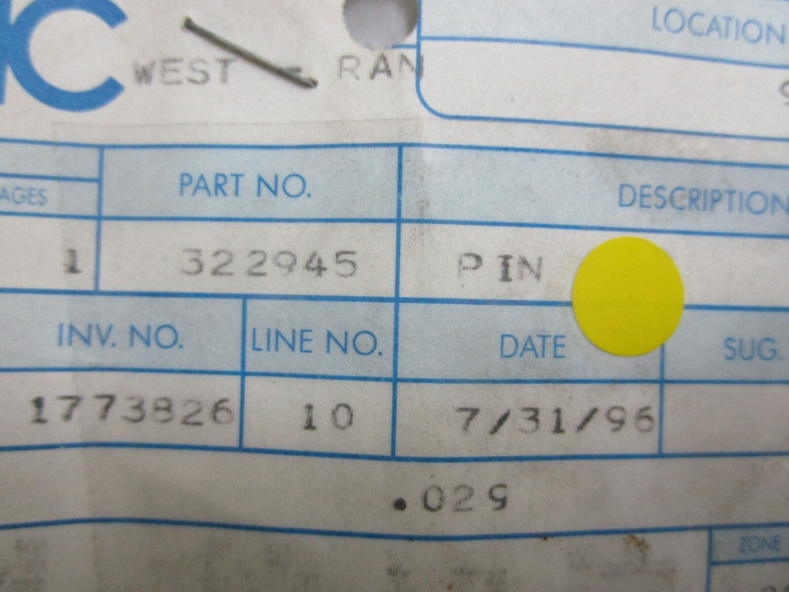 *NEW OEM* 0810 OMC Johnson Evinrude Pin 322945 0322945