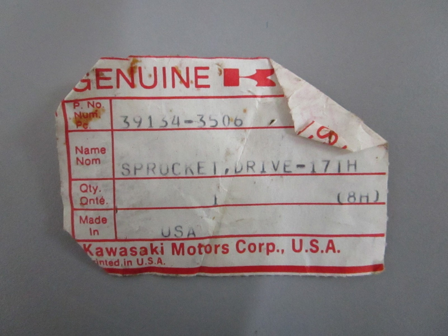 Kawasaki NEW OEM Drive Sprocket 39134-3506 Motorcycle NOS Genuine Part 0820