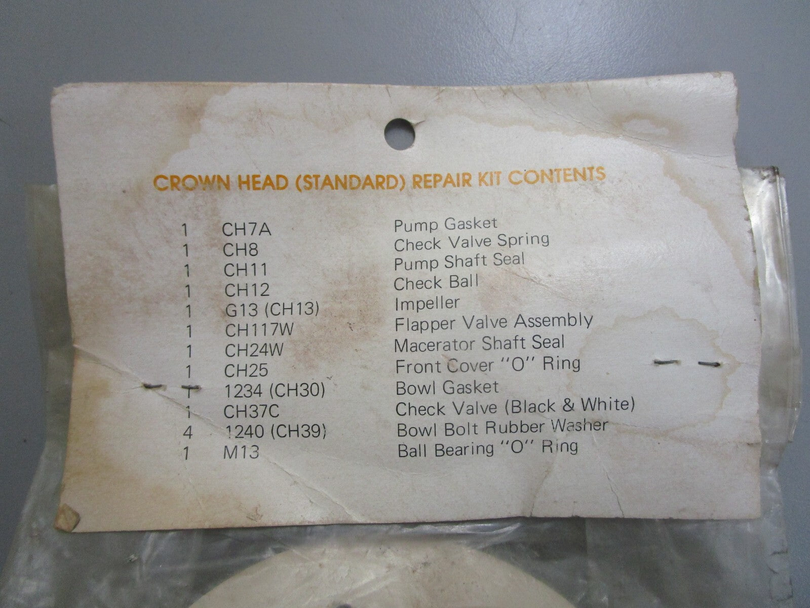 *NEW* 0820 Raritan Crown Head Standard Repair Kit