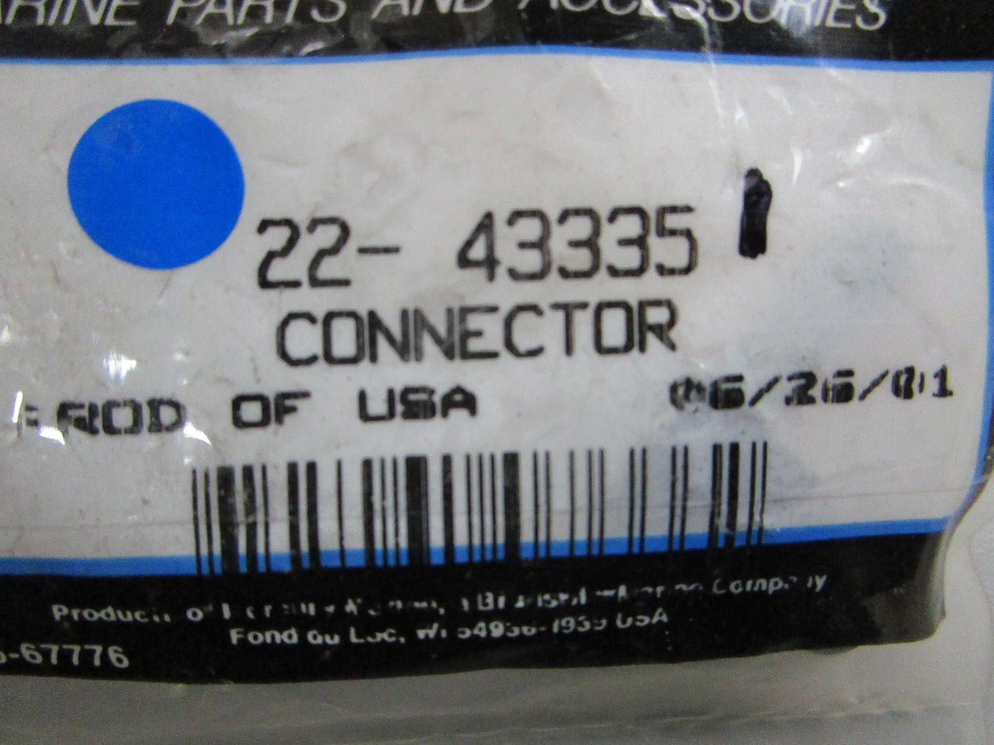 *NEW OEM* 0810 Mercury Quicksilver Connector 22-43335 1