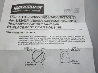 NEW OEM 56-68656A 5 Mercury Quicksilver Washer Parts Kit 0810