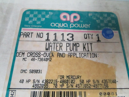 *NEW* 0720 Aqua Power Water Pump Kit 1113 Replace: Mercury 46-73640A2 OMC 509031