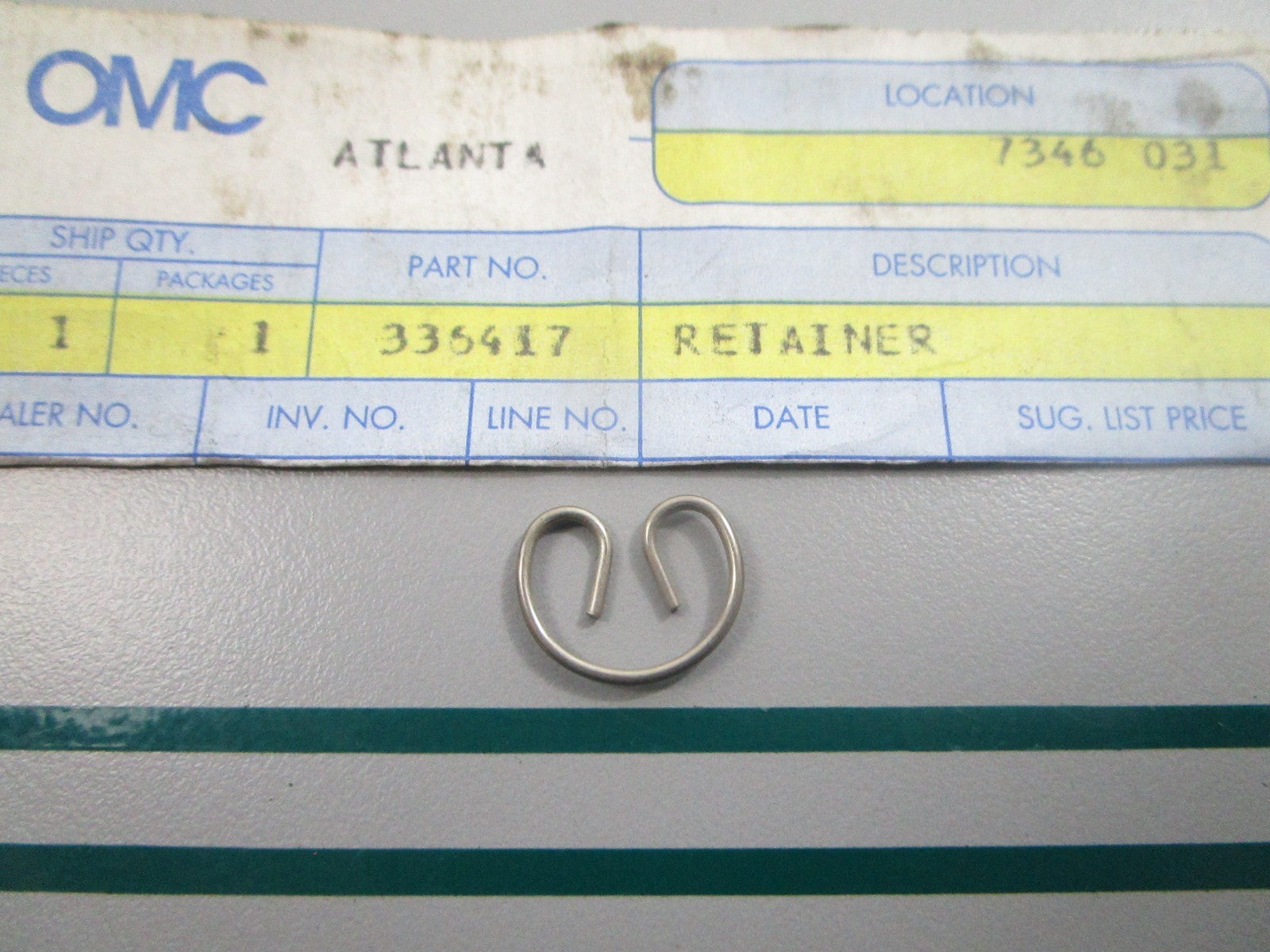 NEW OEM 336417 0336417 OMC Johnson Evinrude Retainer 0810